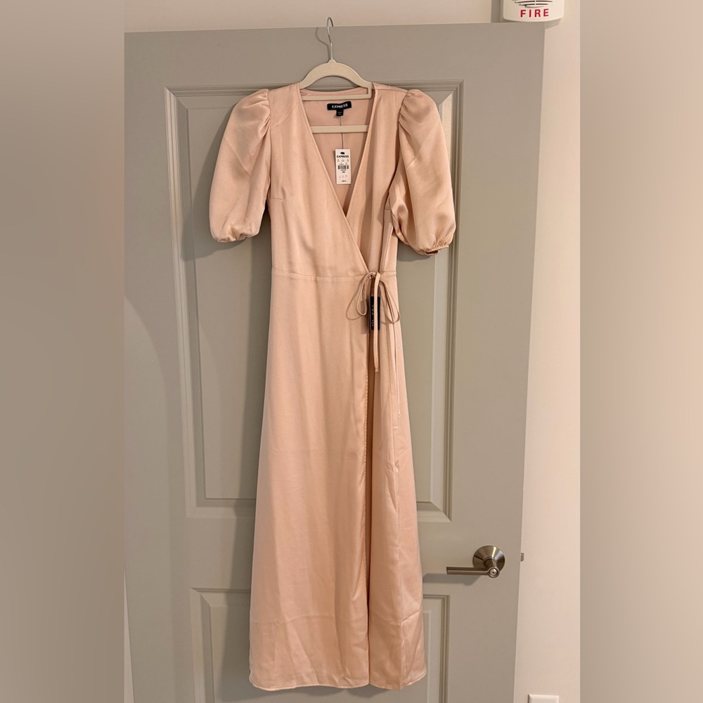 Express Blush Long Sleeve Wrap Dress